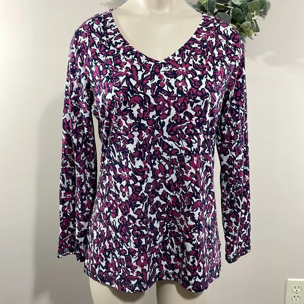 T by Talbots Long Sleeve V-Neck Top MP